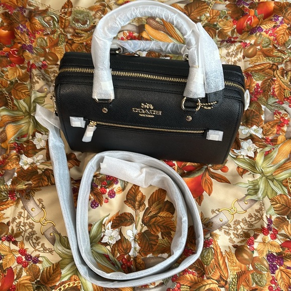 Coach Leather Rowan Satchel Bag in Black w/ 2 different straps - Picture 6 of 9